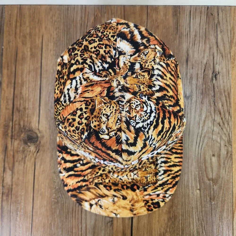 VTG J-Hats Utah's Hogle Zoo Snapback Hat Orange Tiger All Over Print Made in USA